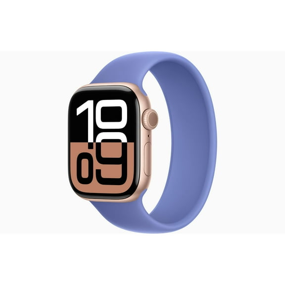 Restored Apple Watch Series 10 GPS + Cellular 46mm Rose Gold Aluminium Case with Periwinkle Solo Loop - Medium Band (Refurbished)