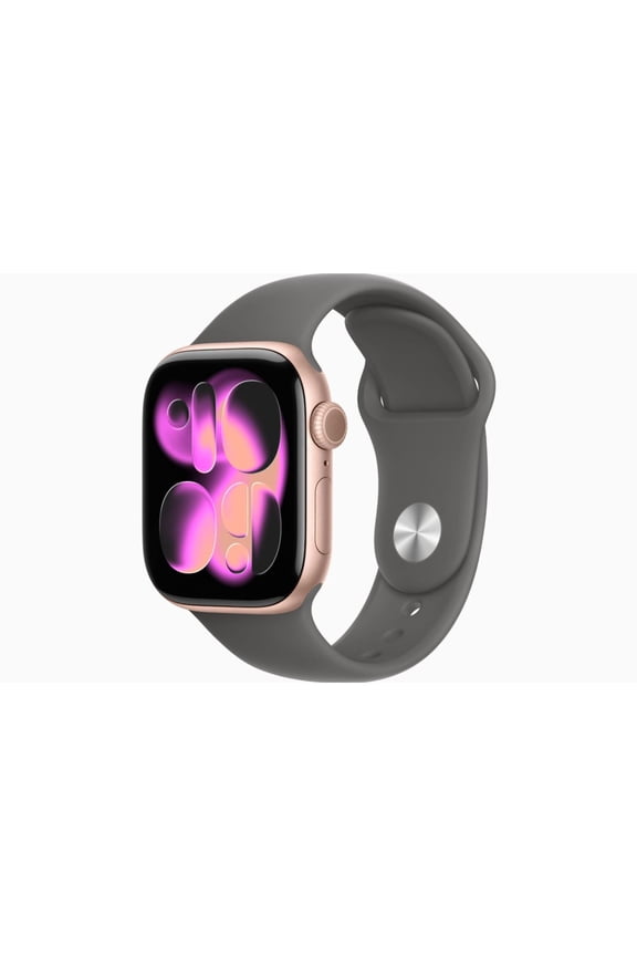 Restored Apple Watch Series 11 - GPS - 46mm Rose Gold Aluminum Case with Stone Gray Sport Band - S/M