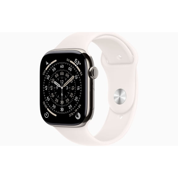 Restored Apple Watch Series 11 GPS + Cellular 42mm Natural Titanium Case with Light Blush Sport Band