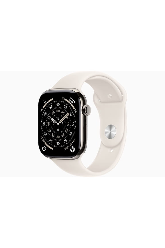 Restored Apple Watch Series 11 GPS + Cellular 42mm Natural Titanium Case with Starlight Sport Band
