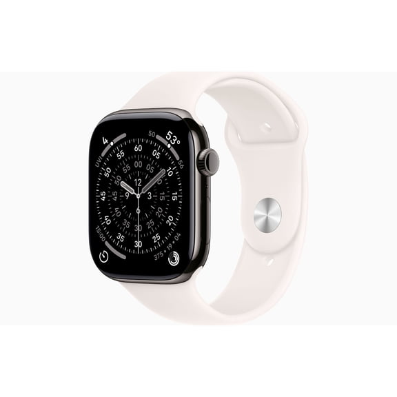 Restored Apple Watch Series 11 GPS + Cellular 42mm Slate Titanium Case with Light Blush Sport Band