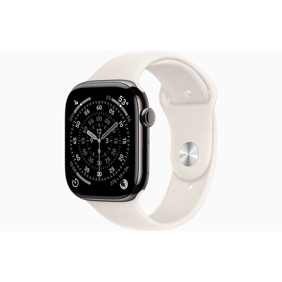 Restored Apple Watch Series 11 GPS + Cellular 42mm Slate Titanium Case with Starlight Sport Band