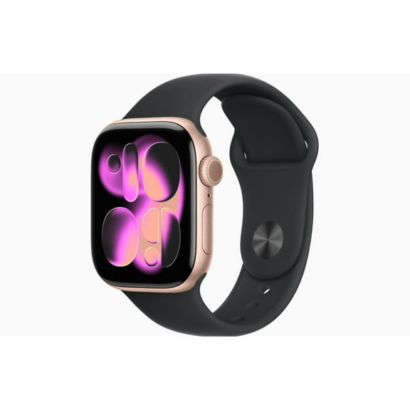 Restored Apple Watch Series 11 - GPS + Cellular - 46MM Rose Gold Aluminum Case with Black Sport Band - S/M