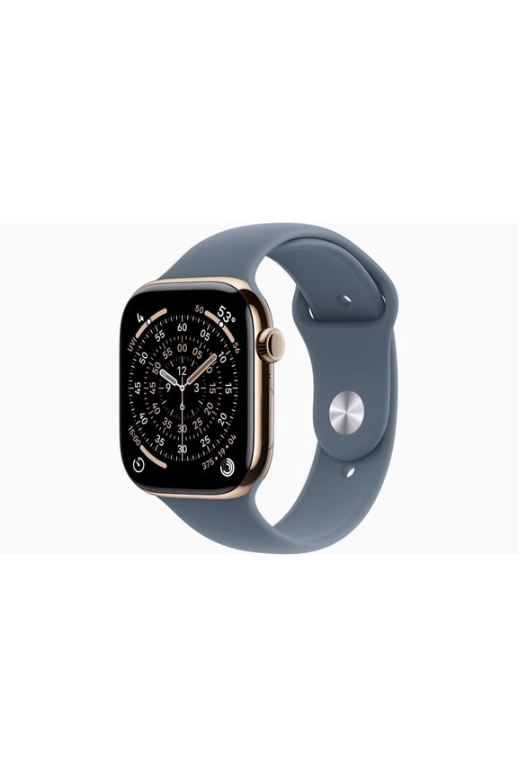 Restored Apple Watch Series 11 GPS + Cellular 46mm Gold Titanium Case with Anchor Blue Sport Band