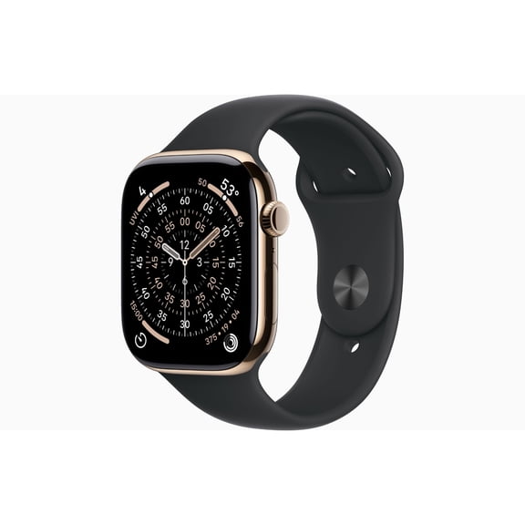Restored Apple Watch Series 11 GPS + Cellular 46mm Gold Titanium Case with Black Sport Band