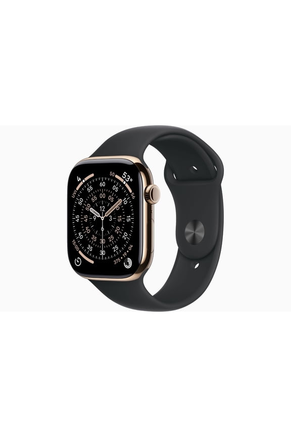 Restored Apple Watch Series 11 GPS + Cellular 46mm Gold Titanium Case with Black Sport Band