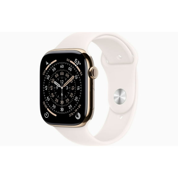 Restored Apple Watch Series 11 GPS + Cellular 46mm Gold Titanium Case with Light Blush Sport Band