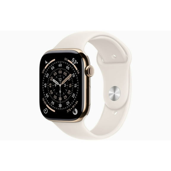 Restored Apple Watch Series 11 GPS + Cellular 46mm Gold Titanium Case with Starlight Sport Band
