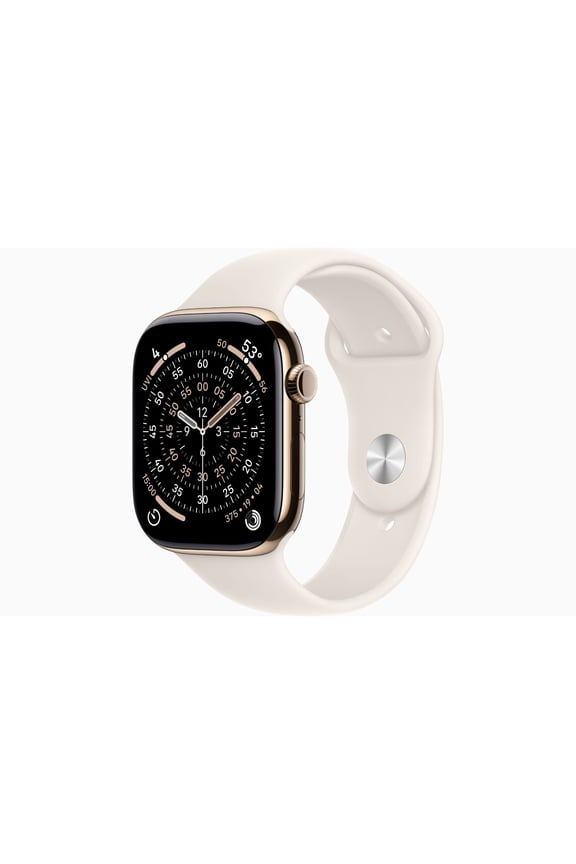 Restored Apple Watch Series 11 GPS + Cellular 46mm Gold Titanium Case with Starlight Sport Band