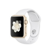 Restored Apple Watch Series 2 38mm Smartwatch (Gold Aluminum Case, White Silicone Band) (Refurbished)