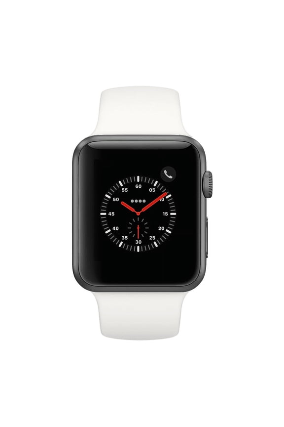 Restored Apple Watch Series 3, 42MM, GPS + Cellular, Space Gray Aluminum Case, Soft White Sport Band (Refurbished)