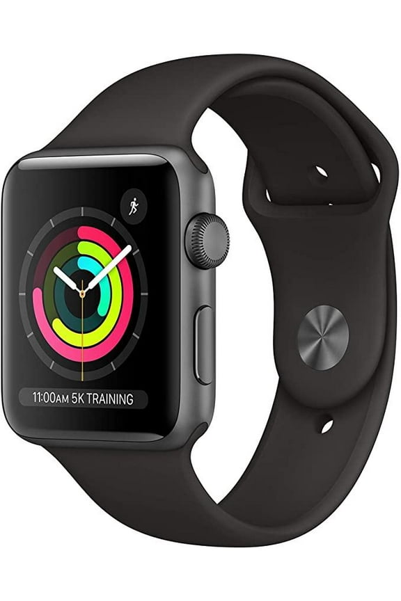 Restored Apple Watch Series 3 42MM Space Gray - Aluminum Case - Black Sport Band (Refurbished)