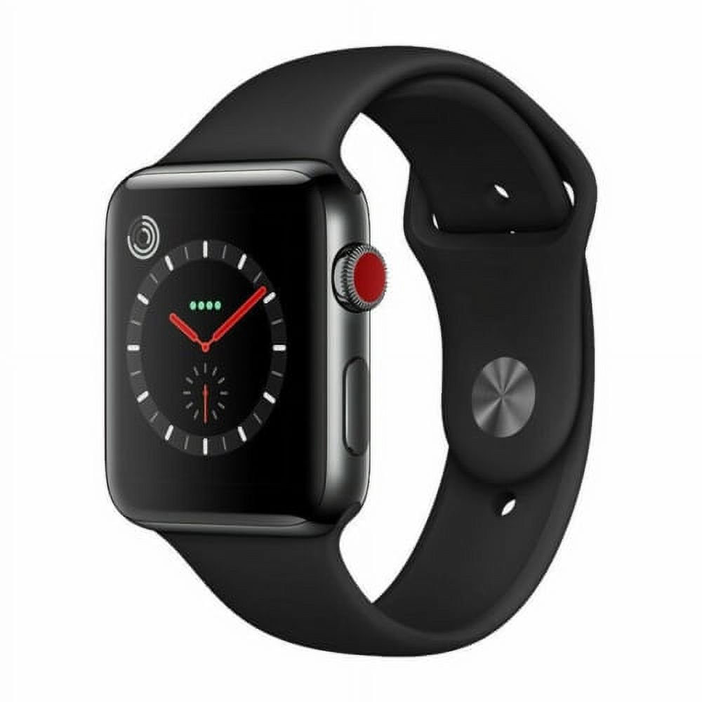 Restored Apple Watch Series 3 42mm GPS + Cellular 4G LTE Stainless Steel Space Black Case (Refurbished) - image 1 of 4