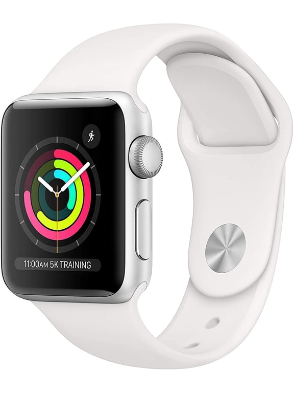 Restored Apple Watch Series 3 (GPS, 38MM) Silver Case + White Sport Band (Refurbished)
