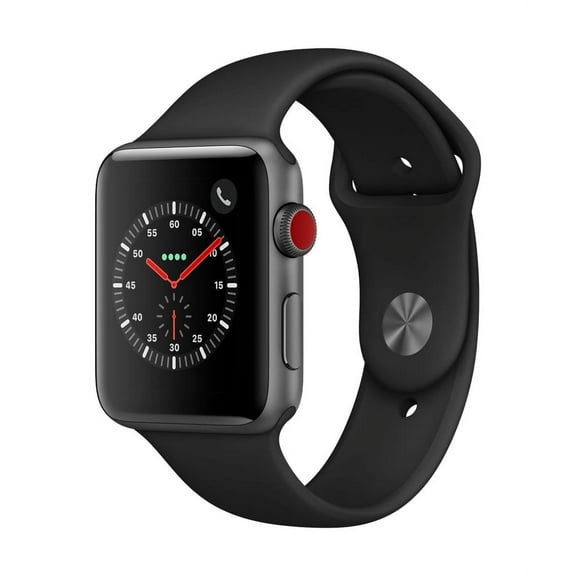 Restored Apple Watch Series 3 (GPS+ Cellular) 42mm Space Gray Aluminum Case with Black Sport Band (GSM Unlocked) - MQK22LLA (Refurbished)