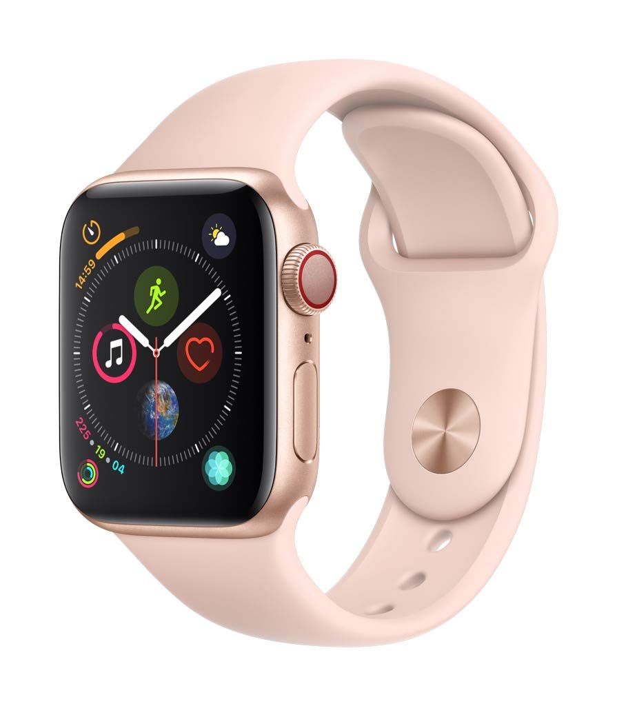 Restored Apple Watch Series 4 40mm GPS + Cellular 4G LTE - Gold - Pink Sport Band (Refurbished) - image 1 of 3
