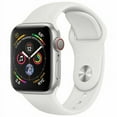 thumbnail image 1 of Restored Apple Watch Series 4 40mm GPS + Cellular 4G LTE - Silver - White Sport Band (Refurbished), 1 of 3