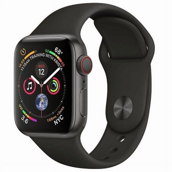 Restored Apple Watch Series 4 40mm GPS + Cellular 4G LTE Space Gray Black Sport Band