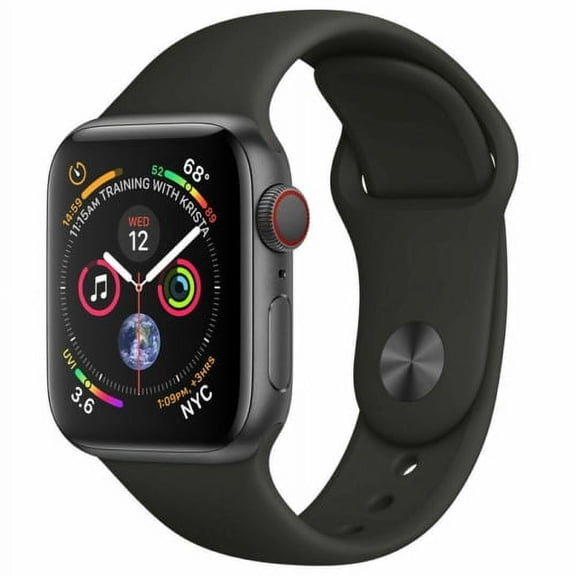 Restored Apple Watch Series 4 40mm GPS + Cellular 4G LTE - Space Gray - Black Sport Band