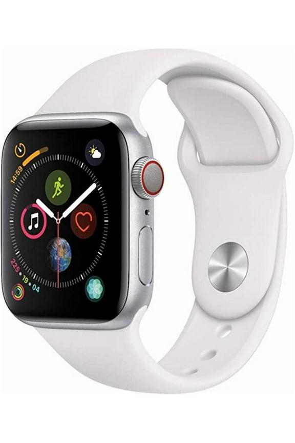Restored Apple Watch Series 4 (GPS+Cellular, 44mm) - Silver - Aluminum Case - White Sport Band (Refurbished)