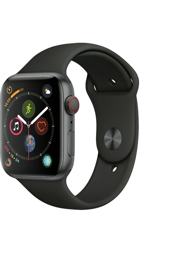 Restored Apple Watch Series 4 GPS + LTE w/ 44MM Space Gray Aluminum Case & Black Sport Band (Refurbished)