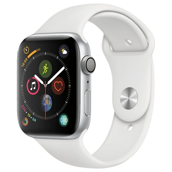 Restored Apple Watch Series 4 GPS w/ 44MM Silver Aluminum Case & White Sport Band (Refurbished)