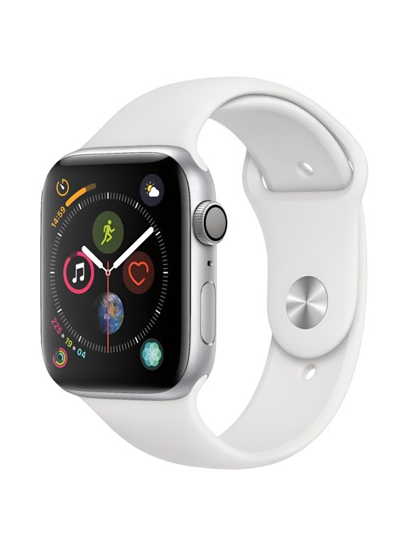 Restored Apple Watch Series 4 GPS 44MM Silver Aluminum Case White Sport Band