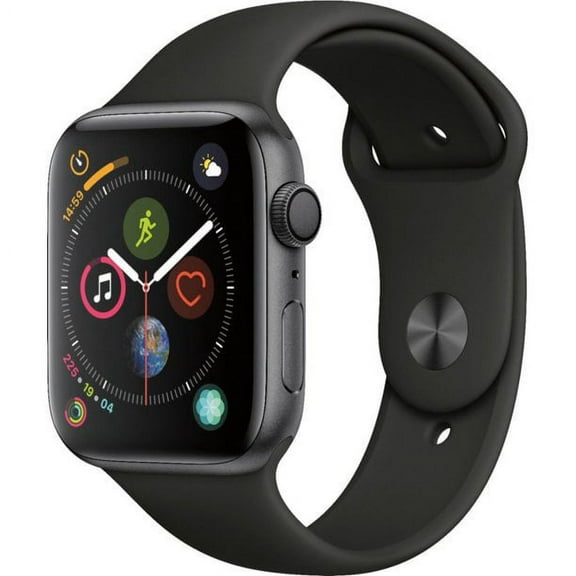 Restored Apple Watch Series 4 GPS w/ 44MM Space Gray Aluminum Case & Black Sport Band (Refurbished)