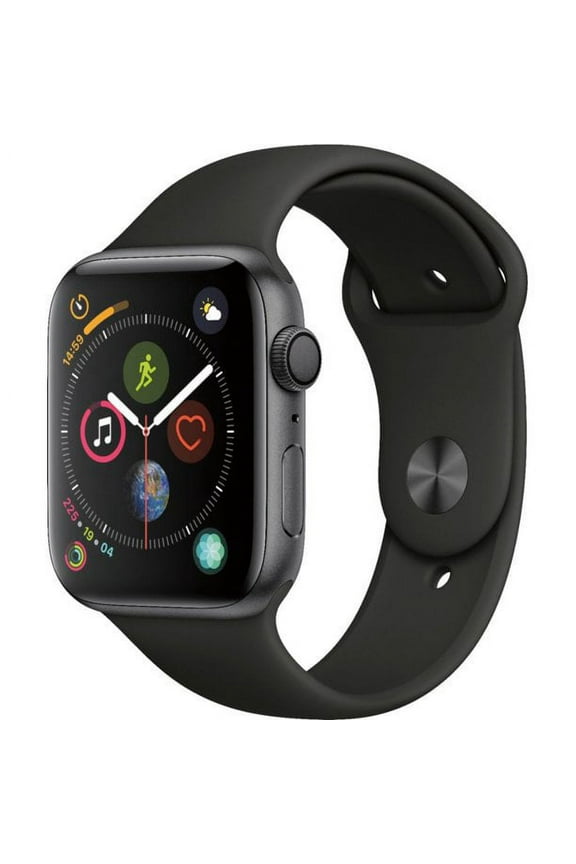 Restored Apple Watch Series 4 GPS w/ 44MM Space Gray Aluminum Case & Black Sport Band (Refurbished)