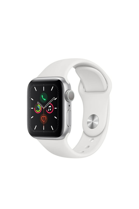 Restored Apple Watch Series 5 40MM Silver Aluminum Case White Sport Band (Refurbished)