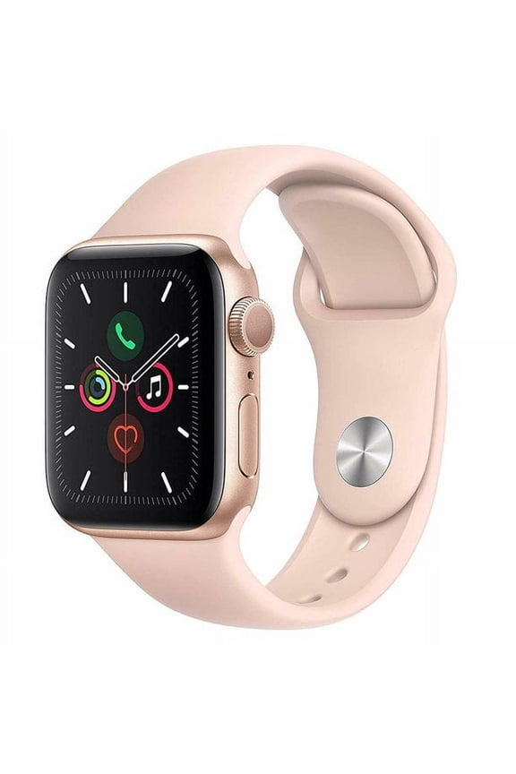 Restored Apple Watch Series 5 40mm GPS Aluminum Gold Case Pink Sport Band Smartwatch, Gold Pink 1 Count 1 Pack