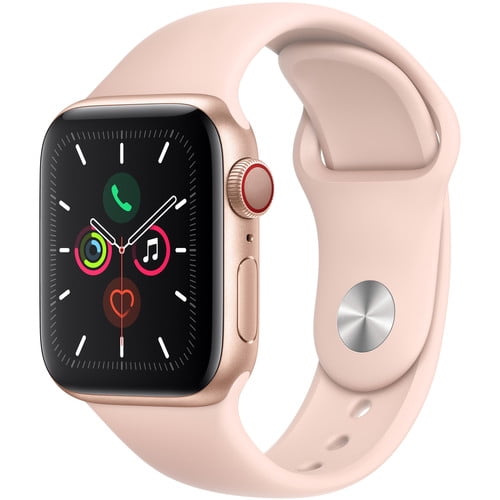 Restored Apple Watch Series 5 40mm GPS + Cellular, Gold Aluminum Case - Pink Sand Sport Band (Refurbished)