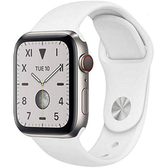 Restored Apple Watch Series 5 (40mm, GPS) Titanium Silver Case with White Sport Band (Refurbished)