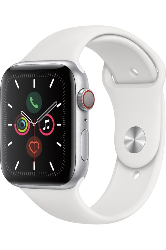 Restored Apple Watch Series 5 40mm Silver Aluminium Case White Sport Band GPS + Cellular Smart Watch