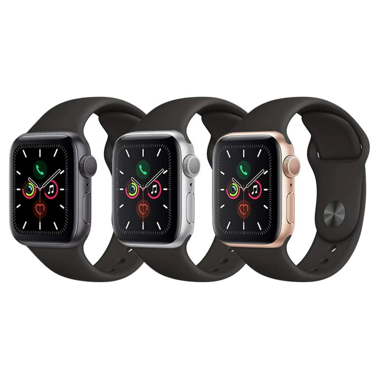 Refurbished Apple Watch Series 5 44mm GPS Cellular LTE Aluminum Space Gray Black Sport Band Adult Unisex Size 4x15x3