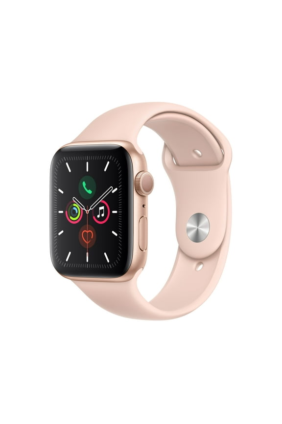 Restored Apple Watch Series 5 GPS, 44mm Gold Aluminum Case with Pink Sand Sport Band MWVE2LL/A (Refurbished)