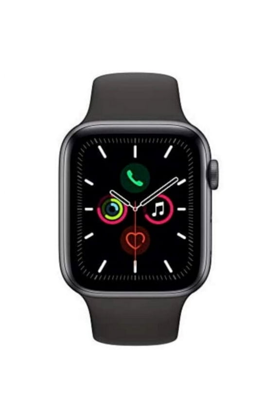 Restored Apple Watch Series 5 GPS, 44mm Space Gray Aluminum Case with Black Sport Band - S/M & M/L (Refurbished)