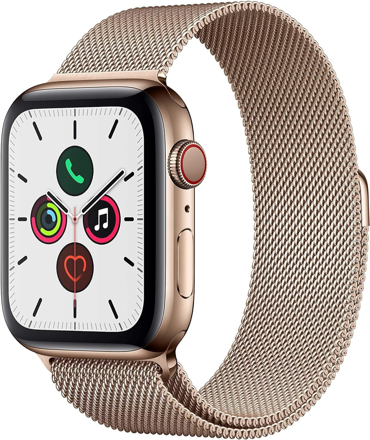 Restored Apple Watch Series 5 GPS Cellular 44mm Gold Stainless Steel Case with Gold Milanese Loop Refurbished Walmart