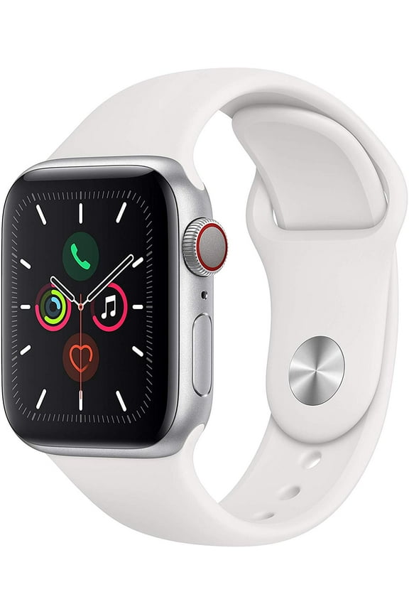 Restored Apple Watch Series 5 GPS+LTE w/ 40MM Silver Aluminum Case & White Sport Band (Refurbished)