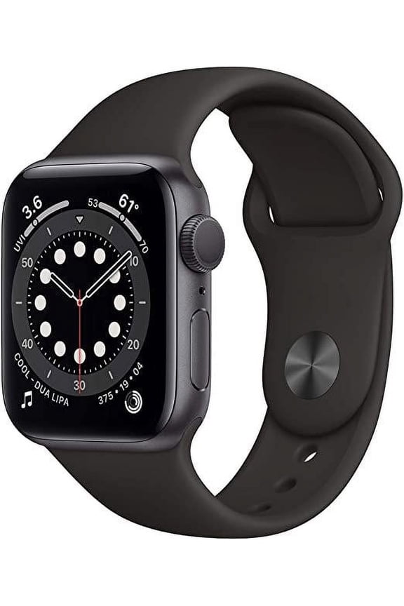 Restored Apple, M02Q3LL/A, Watch Series 6, Aluminum Case GPS + Cellular Black Sport Band, 10 Hour Battery Life, Space Gray, 40MM, 1 Each, 1, 1, Single Piece