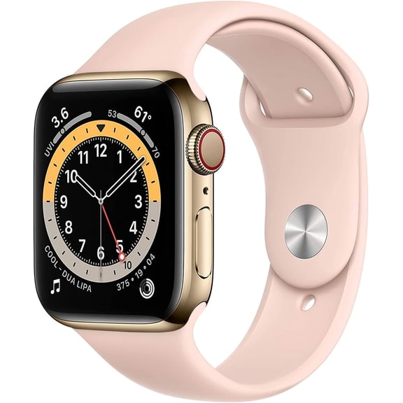 Pre-Owned Apple Watch Series 6 40mm GPS + Cellular Stainless Steel Case - Deep Navy Sport Band Good - Gold (Good)