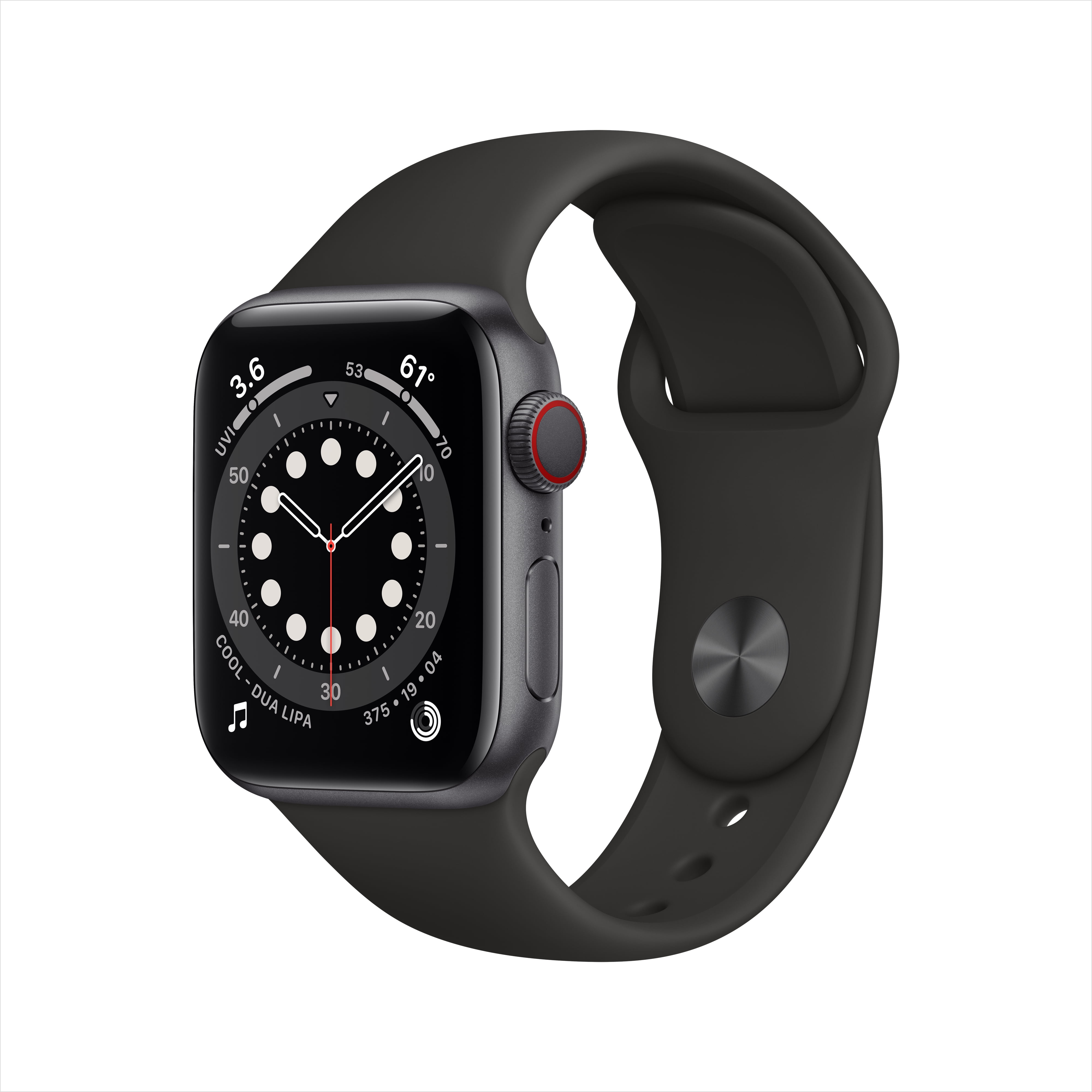 Restored Apple Watch Series 6 40mm (GPS + Cellular) Space Gray Aluminum Case - Black Sport Band Good