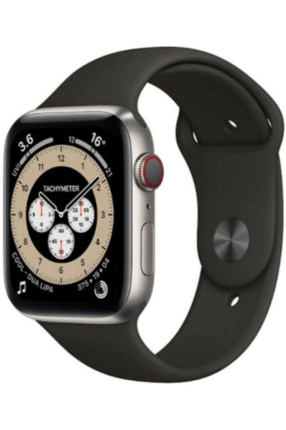 Restored Apple Watch Series 6 (GPS+Cellular, 40mm) - Titanium Case - Black Sport Band (Refurbished)