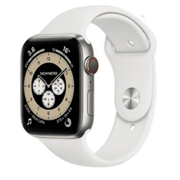 Pre-Owned Apple Watch Series 6 40mm LTE Silver Titanium Case White Sports Band