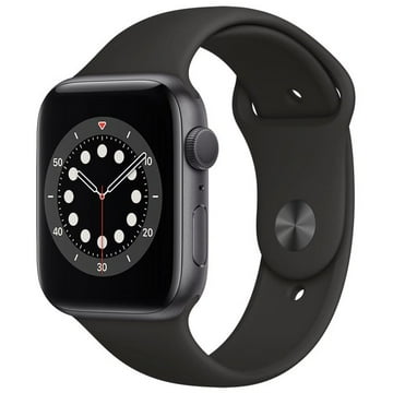 Restored Apple Watch Series 6 44mm GPS Aluminum Space Gray Case Black Sport Band (Refurbished)