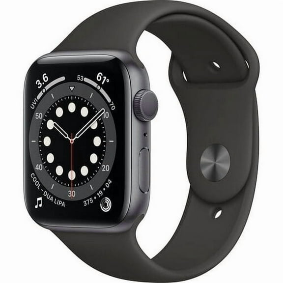 Restored Apple Watch Series 6 44mm GPS Aluminum Space Gray Case Black Sport Band (Refurbished)