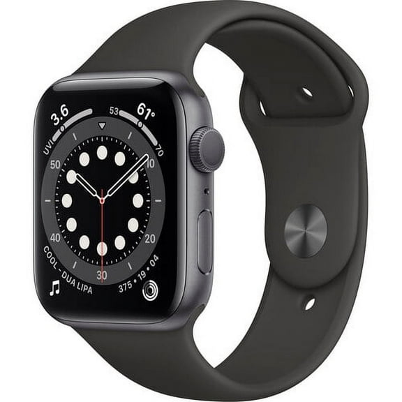Restored Apple Watch Series 6 44mm GPS Aluminum Space Gray Case Black Sport Band (Refurbished)