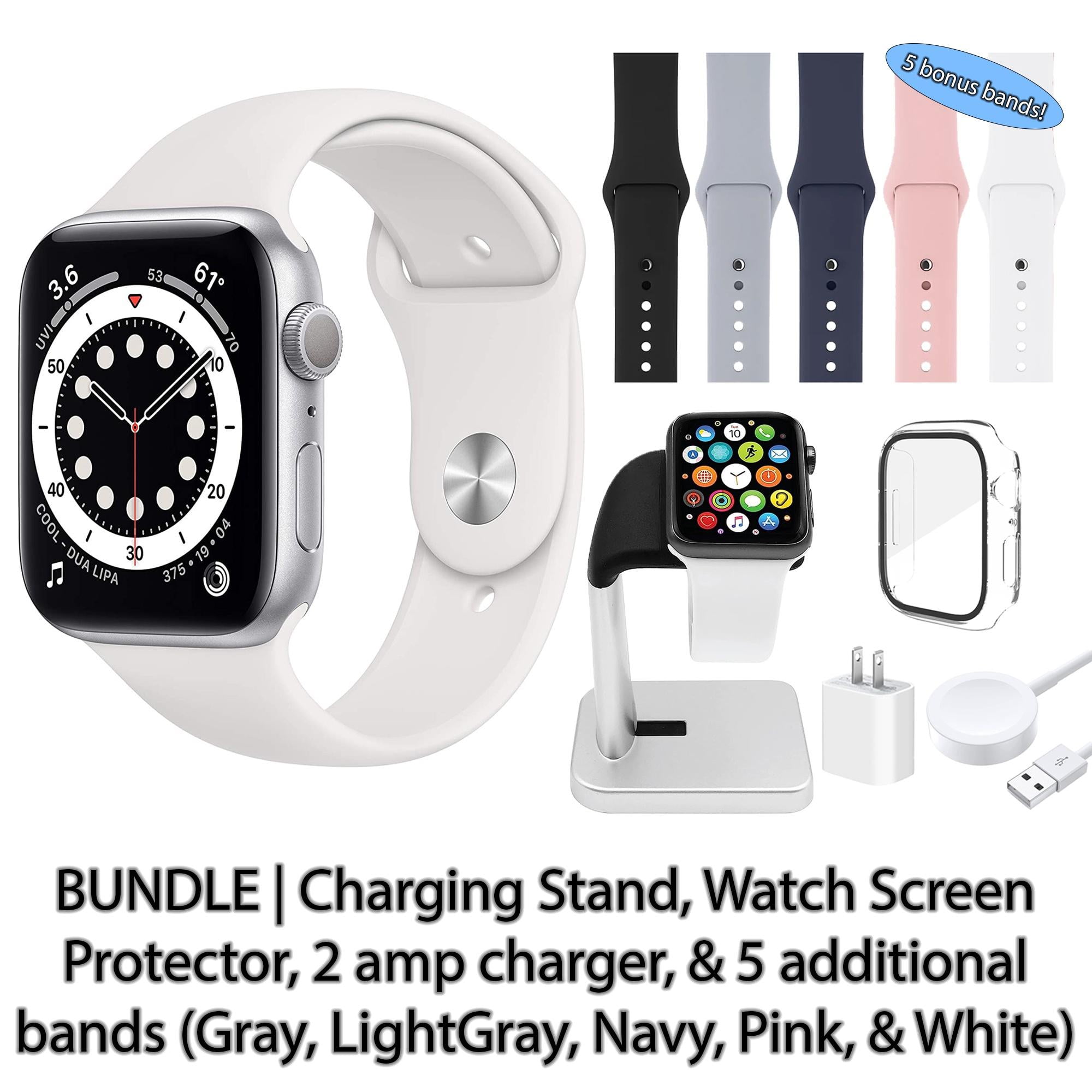 Apple Watch Series 5 (GPS, 40MM) Silver Aluminum Case with White Sport Band  (Renewed)
