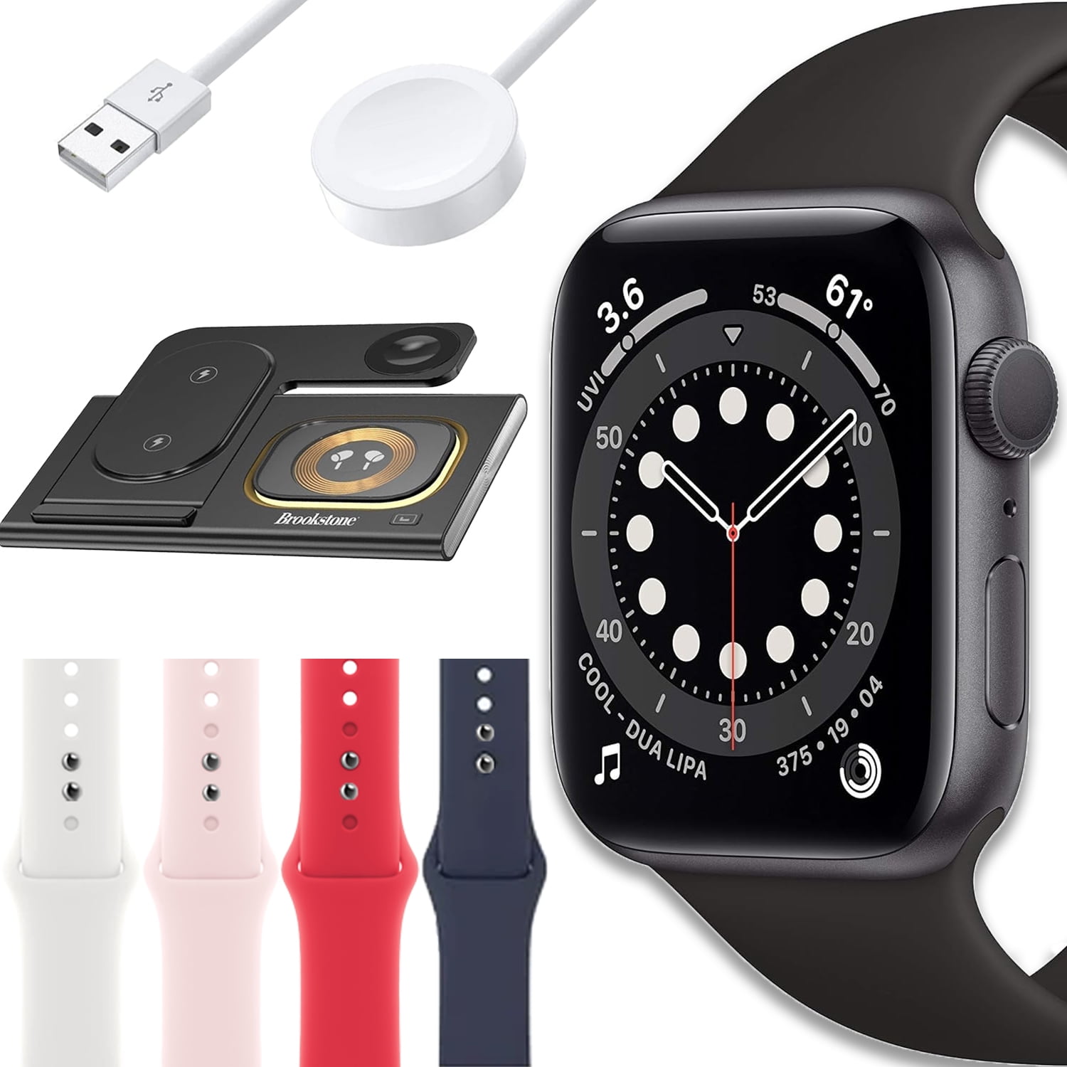 Restored Apple Watch Series 6 (GPS, 40 mm) Space Gray Aluminum Case with  Black Sport Band + 4 Bands, 3 in 1 Wireless Charging Station for Apple  Devices & Magnetic Charging Cable (Refurbished) - Walmart.com