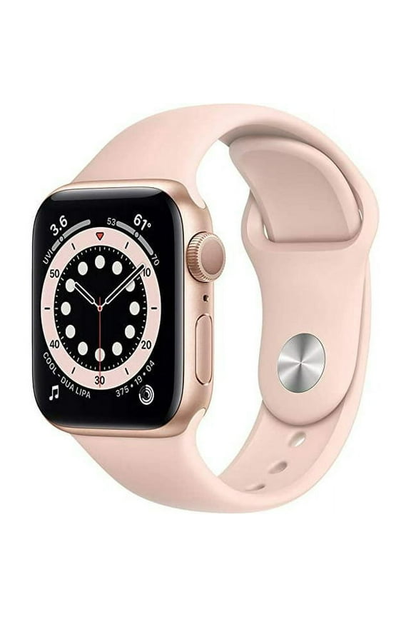 Restored Apple Watch Series 6 44mm GPS - Gold Aluminum Case - Pink Sport Band (2020) (Refurbished)